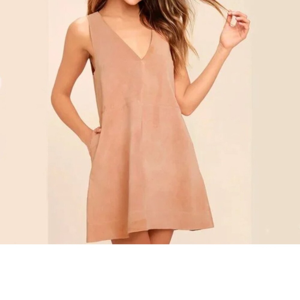 Free People Retro Love Blush Pink Suede A-Line Mini Dress Women Size XS